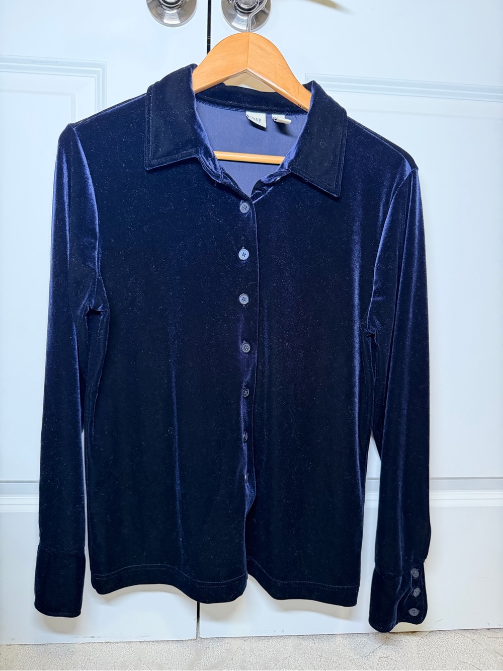 GAP Navy Velvet Button-Front Blazer Jacket